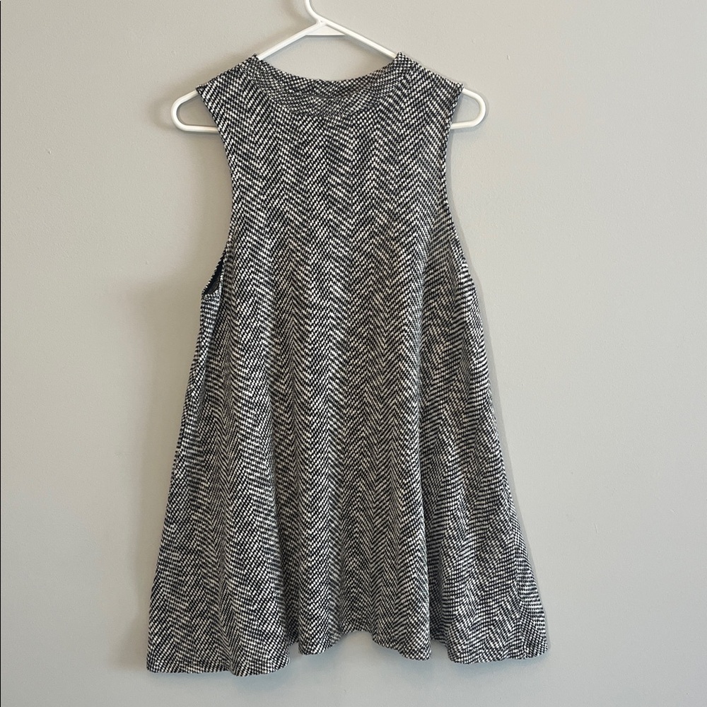 Allison Joy Chevron Black and White Women’s Sleeveless Tunic/Dress Mock Neck XL
